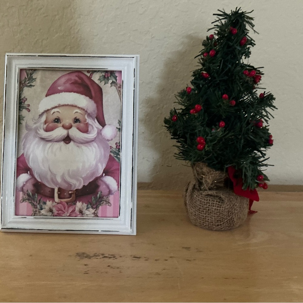Farmhouse Christmas Santa picture 5x7 w/frame
